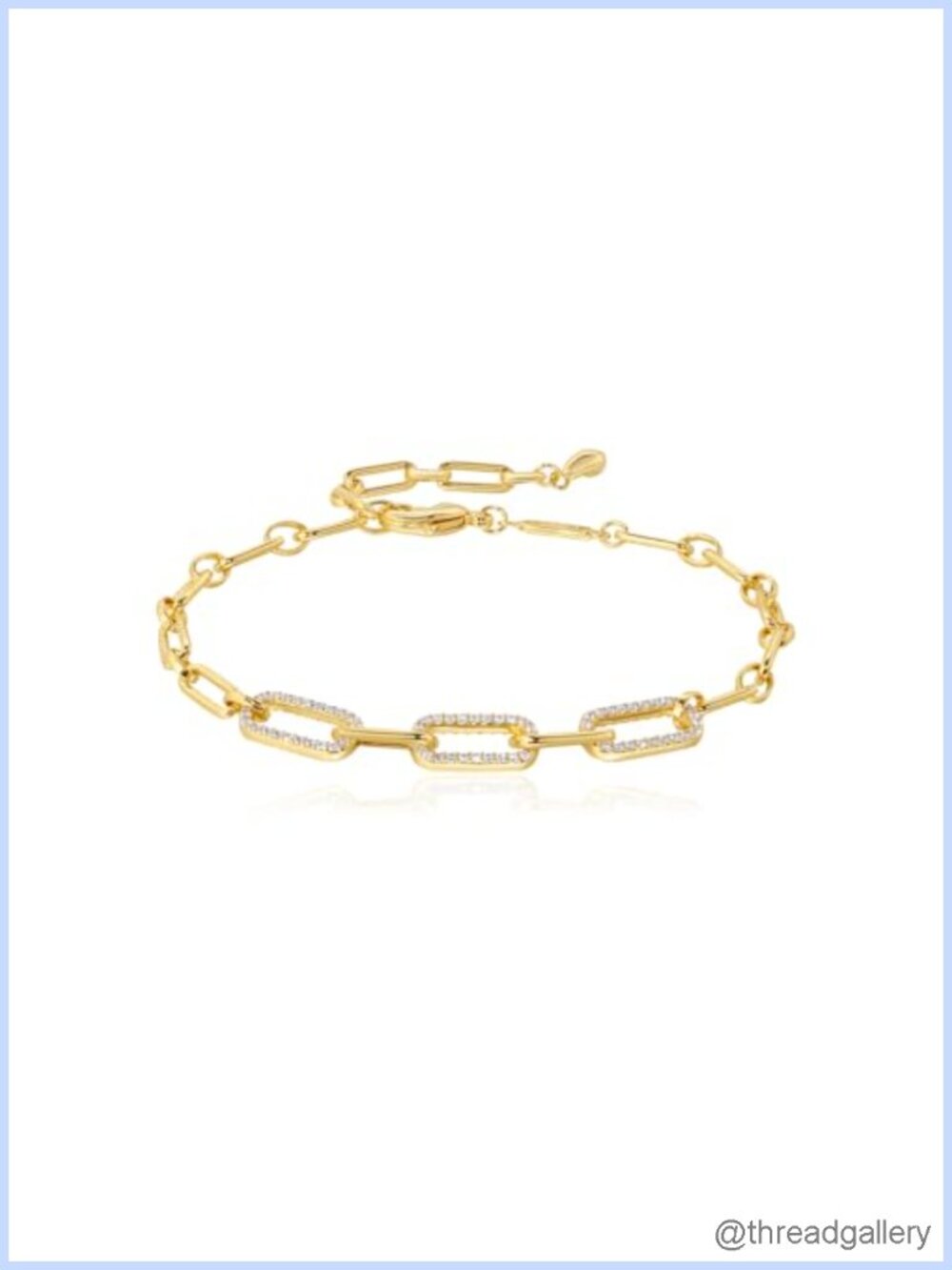 18K Gold Plated CZ Paperclip Link Bracelet Adjustable Layering Jewelry for Women